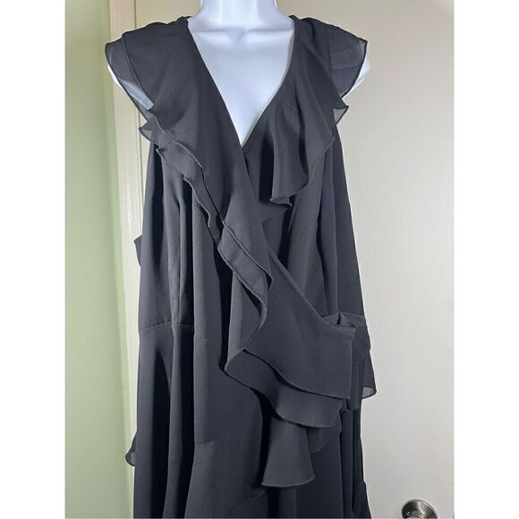 eShakti Plus Size 6X Dressy Black Sleeveless Dress Ruffled Tiers Tiers - Picture 6 of 9